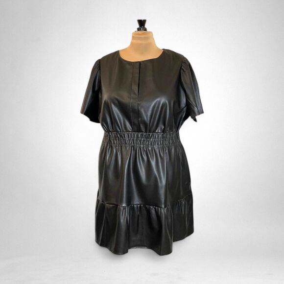 Nine.Eight New York Plus Size Short Sleeve Faux Leather Dress, NWT. Size 2X - Picture 1 of 9